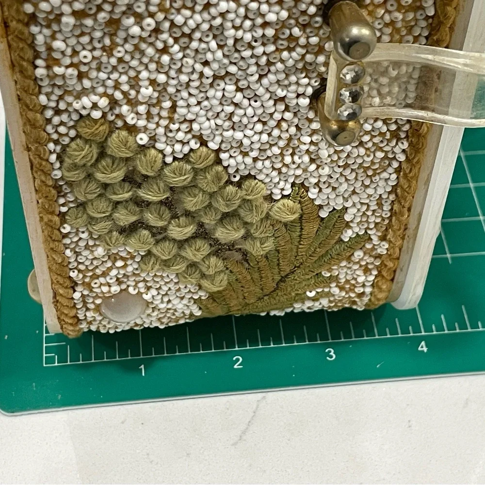 Vintage Beaded White and Gold Women's Satchel